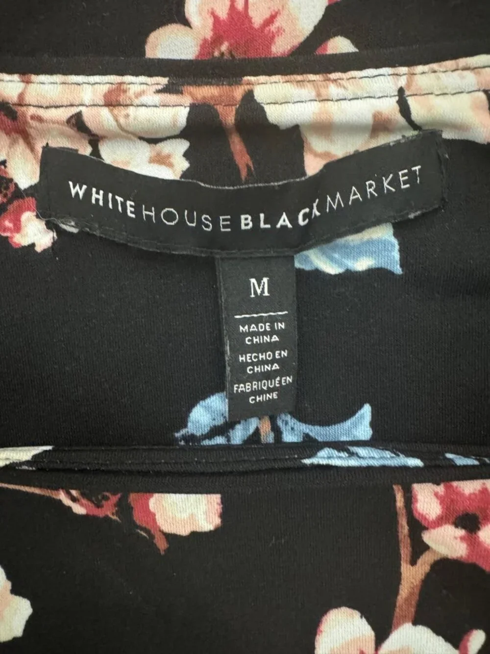 White House Black Market Black Cherry Blossom Floral Print‎ Shift Sheath Dress M
